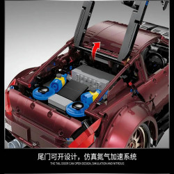 tech moc 23005 super red turbo racing car bricks toy