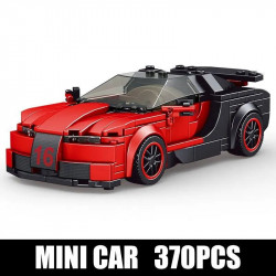 tech moc 27027 mini red racing sports car bricks toy
