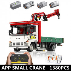 tech moc app motorized crane lorry rc truck bricks toy