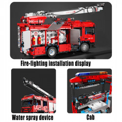 tech moc app motorized rc water jet fire truck bricks toy