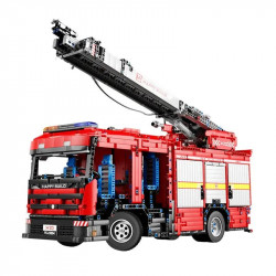 tech moc app motorized rc water jet fire truck bricks toy