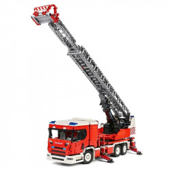 tech moc app rc rescue fire engine ladder truck bricks toy 17022