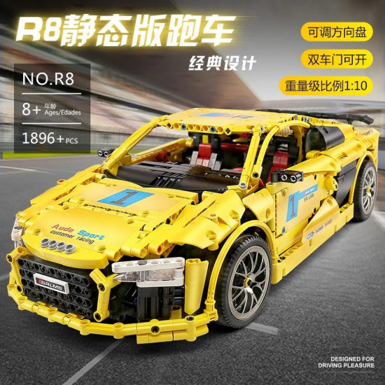 tech moc audi r8 v10 roadster racing car bricks toy 13127 tech moc audi r8 v10 roadster racing car bricks toy 13127
