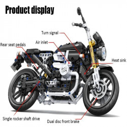 tech moc classic heritage motorcycle bricks toy 7052