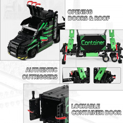 tech moc heavy city container truck bricks toys