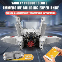 tech moc motorized rc air racing jet bricks toy 15013