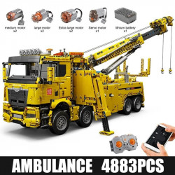 tech moc motorized rc fire service rescue truck bricks toy 17028