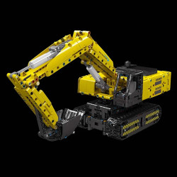 tech moc motorized yellow mechanical digger bricks toy