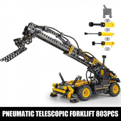 tech moc pneumatic telescopic forklift truck bricks toy