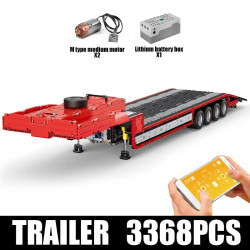 tech moc rc app low deck trailer truck bricks toy 19005t