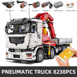 tech moc rc city large pneumatic crane truck bricks toy