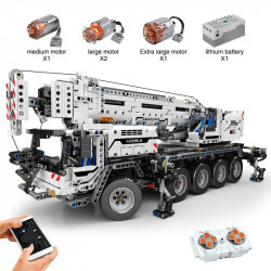 tech moc rc mobile lifting crane truck bricks toys 17034