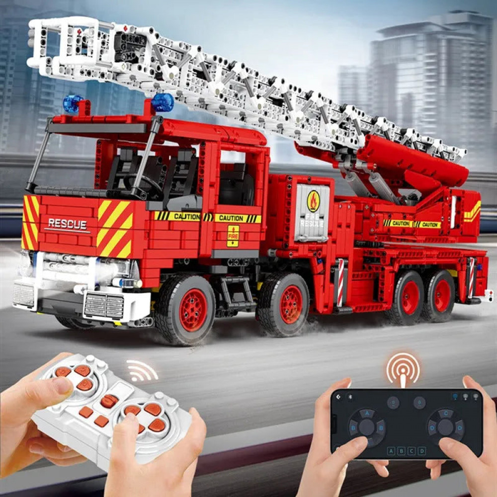 tech moc rc motorized fire rescue truck bricks toy - tech-moc-rc ...