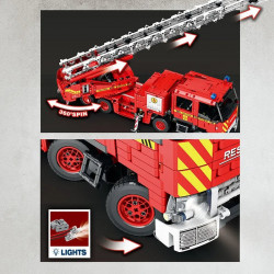 tech moc rc motorized fire rescue truck bricks toy