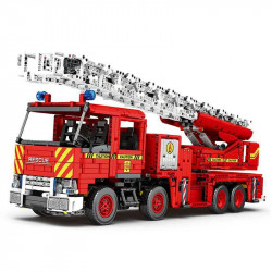 tech moc rc motorized fire rescue truck bricks toy