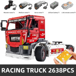 tech moc rc motorized heavy racing truck bricks toy 13152