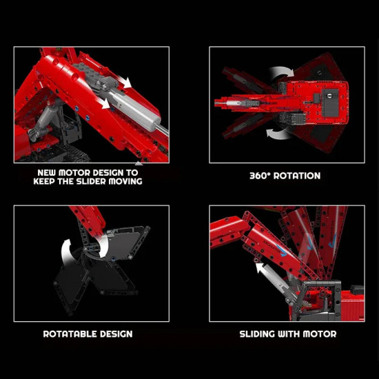 tech motorized moc red mechanical digger bricks toy tech motorized moc red mechanical digger bricks toy