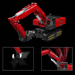 tech motorized moc red mechanical digger bricks toy