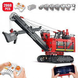 technical moc 22014 rc app power shovel truck bricks toy