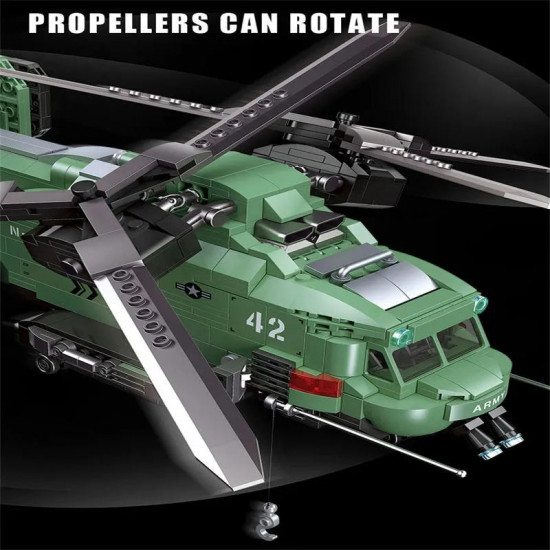 technical moc twin-rotor helicopter bricks toy 58008 technical moc twin-rotor helicopter bricks toy 58008
