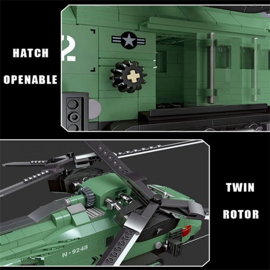 technical moc twin-rotor helicopter bricks toy 58008 technical moc twin-rotor helicopter bricks toy 58008