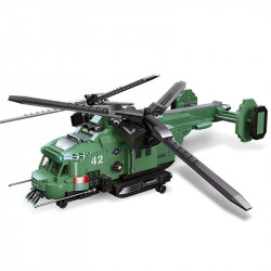 technical moc twin-rotor helicopter bricks toy 58008