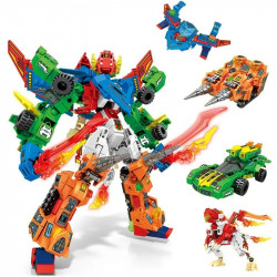 transforming flaming war mecha robot bricks toys